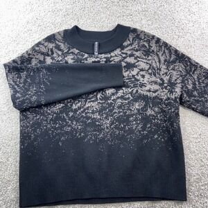 Athleta Sweater Size L Black Beige Extra Fine Merino Wool‎ Blend Pullover Casual